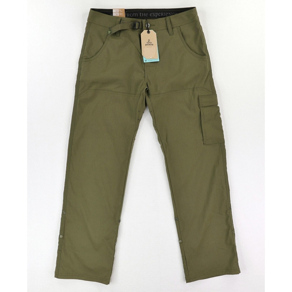 PrAna Stretch Zion Pants Mens 30x30 Green Hiking Cargo Water Resistant NWT